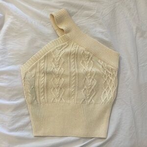Cable-knit sweater style one shoulder cropped top forever 21